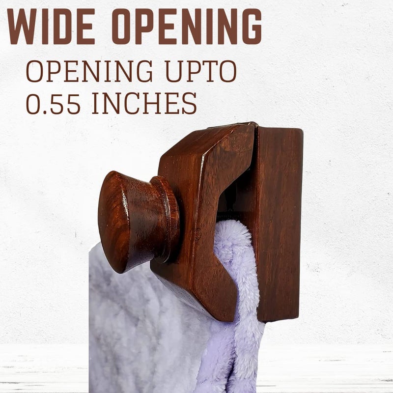 Wise Linkers Hinge Back Wooden Quilt Wall Hanger Handcrafted Wood Clips with Screws, 2 Clamp Tapestry & Textile Display Mount (Cherry Brown) - Image 2
